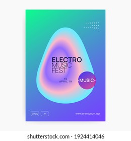 Summer music. Futuristic indie event presentation layout. Fluid holographic gradient shape and line. Electronic sound. Night dance lifestyle holiday. Fest poster and flyer for summer music.