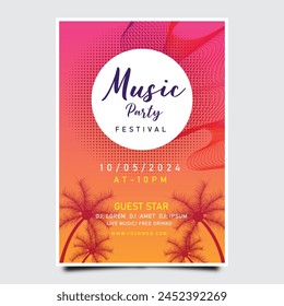 Summer Music party flyer template. Glowing vibrant ring. Text decoration. Club and DJ name