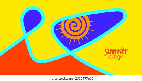 summer music party poster. background concept, hd layout, banner, greeting card template design vector illustration