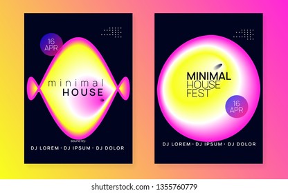Summer music set. Electronic sound. Night dance lifestyle holiday. Abstract disco club presentation template. Fluid holographic gradient shape and line. Fest poster and flyer for summer music.