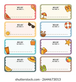 Summer Name Tag Collection. Notebook Labels.