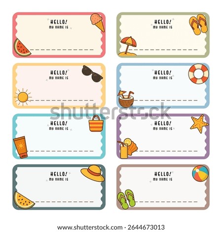 Summer Name Tag Collection. Notebook Labels.