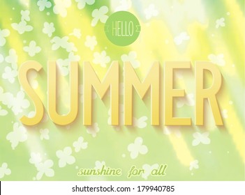 Summer natural abstract background with 3D inscription. Vector illustration