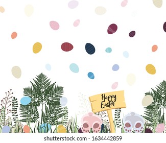 Summer nature background with green grass fields. Spring background. Tamplate banner for Easter or Spring.