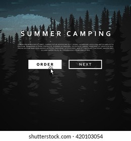 Summer Nature and landscape mountain  forest and lake. Advertising background travel and camping.  National Park.