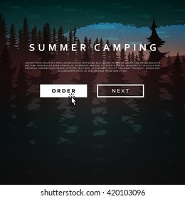Summer Nature and landscape mountain  forest and lake. Advertising background travel and camping.  National Park.