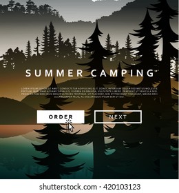 Summer Nature and landscape mountain  forest and lake. Advertising background travel and camping.  National Park.