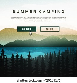 Summer Nature and landscape mountain  forest and lake. Advertising background travel and camping.  National Park.