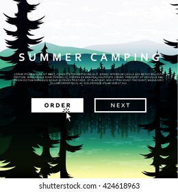 Summer nature and  landscape mountain  forest and lake. Advertising background travel and camping. National Park. 