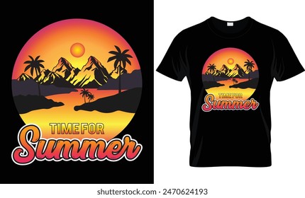 Summer, Nature, landscape T-shirt design. Summer t shirt design. Time for summer, Typography, vintage t shirt apparel design.