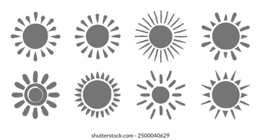For summer, nature, sky, summer. Sun silhouette. Isolated vector PNG illustration.	