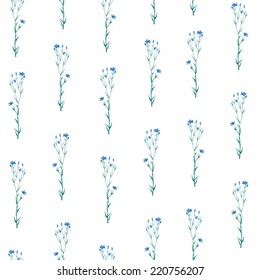Summer nature.Watercolor seamless pattern with field flowers