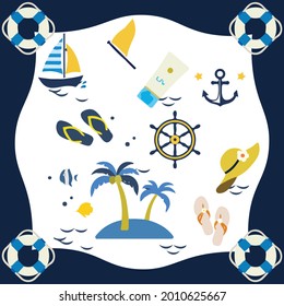 Summer navy scarf seamless pattern background. Flat vector illustration