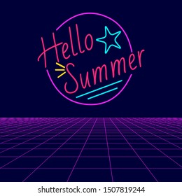 Summer neon color perspective 80s style background