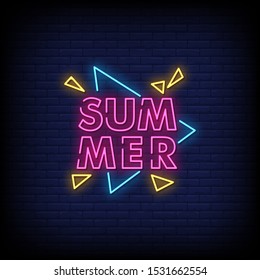 Summer Neon Signs Style Text Vector