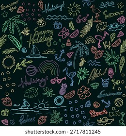 Summer Neons Pattern Decorative seamless pattern. Repeating background. Tileable wallpaper print.
