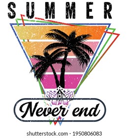 Summer Never End Vintage Typography T Shirt Design