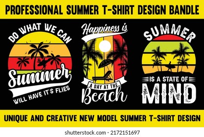 summer new creative and unique professional t-shirt design bundle