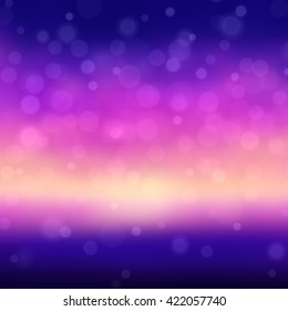 Summer Night Background Sky and Sun Sunset Light, Beach Landscape Tropical Sea Vector Illustration.
