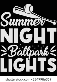 Summer night ballpark light vector art design, eps file. design file for t-shirt. SVG, EPS cuttable design file