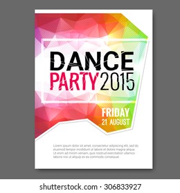 Summer Night Beach Dance Party Vector Flyer Template Design. Polygonal colorful graphic
