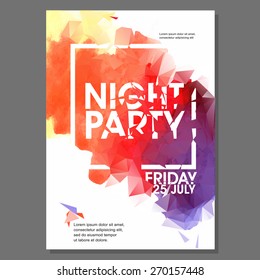 Summer Night Beach Party Vector Flyer Template - EPS10 Design