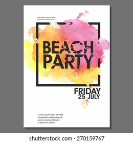 Summer Night Beach Party Vector Flyer Template - EPS10 Design