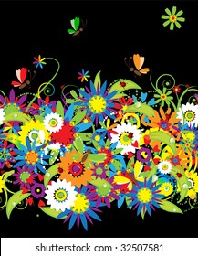 Summer night. Floral seamless background for your design