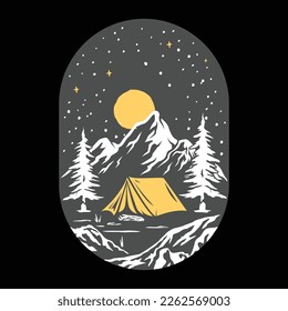 summer night mountain camp vector