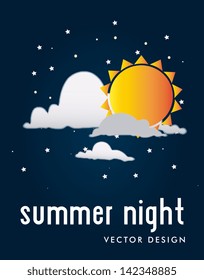 summer night over sky background vector illustration