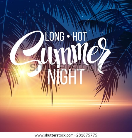 Download Summer Night Palm Trees Night Vector 스톡 벡터(사용료 없음 ...