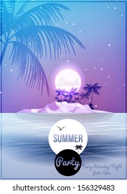 Summer Night Party Flyer Template - Vector Illustration