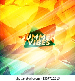 Summer night party flyer. Vector design template with colorful abstract background