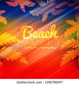 Summer night party flyer. Vector design template with colorful abstract background