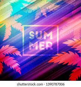 Summer night party flyer. Vector design template with colorful abstract background