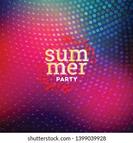 Summer night party flyer. Vector design template with colorful abstract background