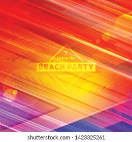 Summer night party flyer. Vector design template with colorful abstract background