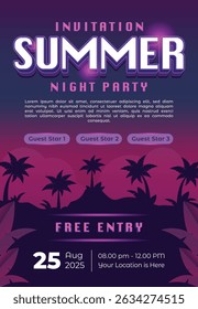 Summer Night Party Invitation gradient flyer
