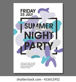 Summer Night Party Vector Flyer Template - EPS10 Design. 