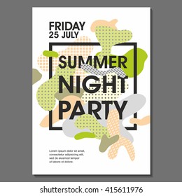 Summer Night Party Vector Flyer Template - EPS10 Design. 