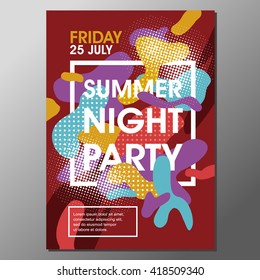 Summer Night Party Vector Flyer Template - EPS10 Design.