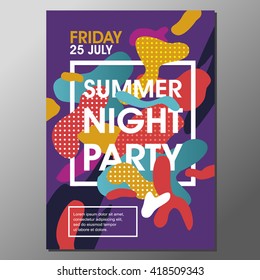 Summer Night Party Vector Flyer Template - EPS10 Design.