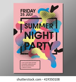 Summer Night Party Vector Flyer Template.Vector Party Poster. Abstract Poster. 