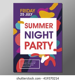 Summer Night Party Vector Flyer Template.Vector Party Poster. Abstract Poster. 