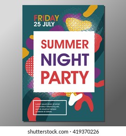 Summer Night Party Vector Flyer Template.Vector Party Poster. Abstract Poster. 