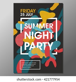 Summer Night Party Vector Flyer Template.Vector Party Poster. Abstract Poster.