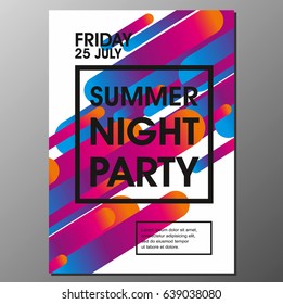 Summer Night Party Vector Flyer Template - EPS10 Design