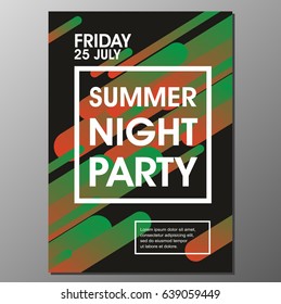 Summer Night Party Vector Flyer Template - EPS10 Design