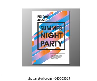 Summer Night Party Vector Poster Template  