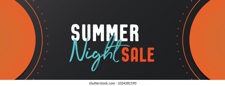 Summer Night Sale banner vector heading design  for banner or poster. Sale and Discounts Concept.